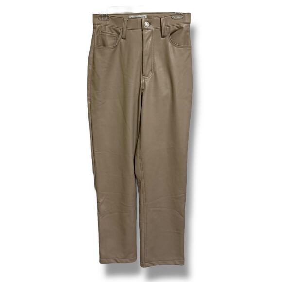 Abercrombie & Fitch Pants - Abercrombie & Fitch Curve Vegan Leather Classic 90s Tan Ultra High Rise Pants 4L